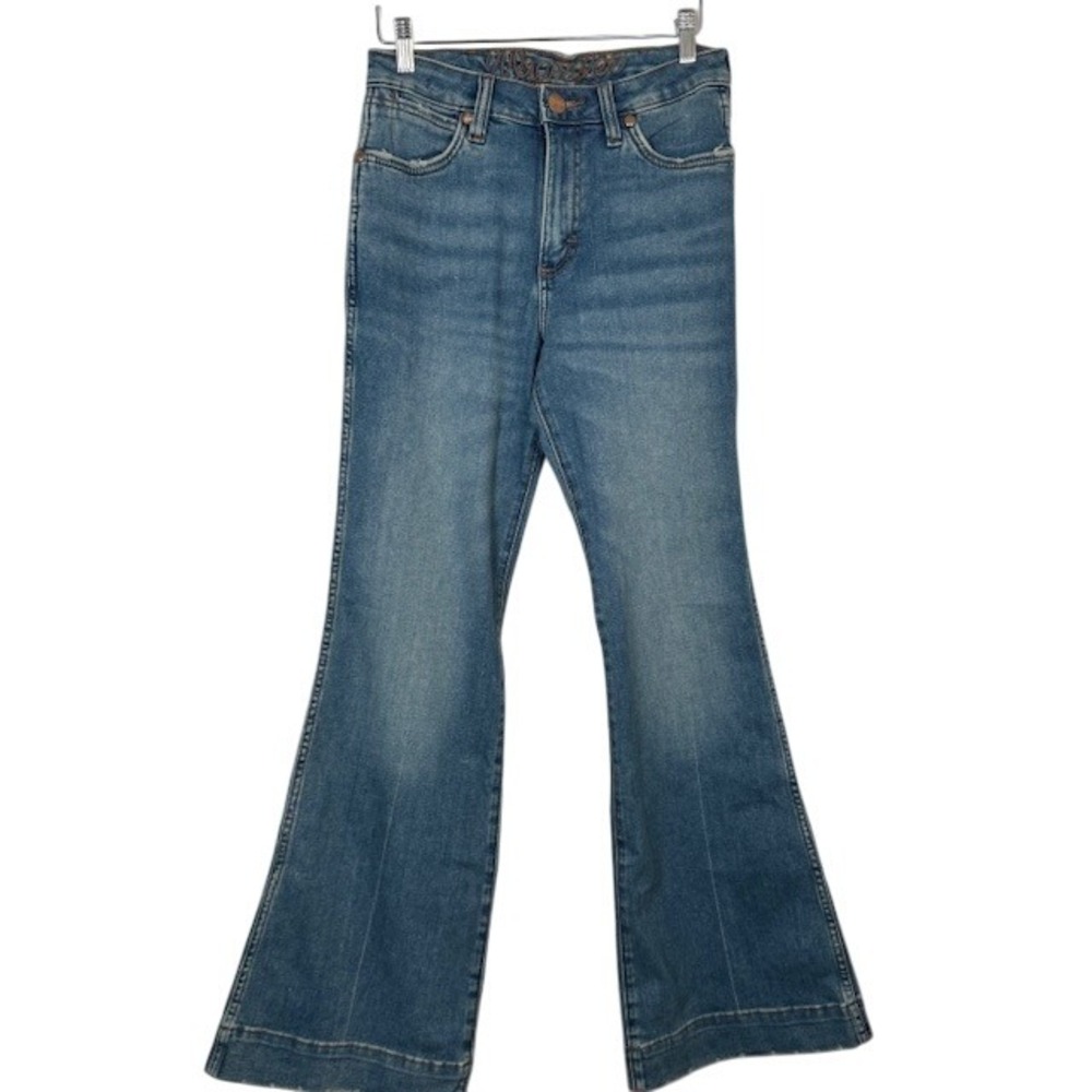 Retro Wrangler Flare Jeans Women's‎ Medium Wash High Rise Denim Pants - 28x32